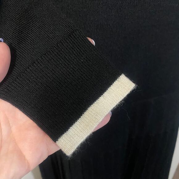 Shoshanna Lisette Long Sleeve Pleated Sweater Dress Black Wool Blend Sz S - Picture 4 of 10